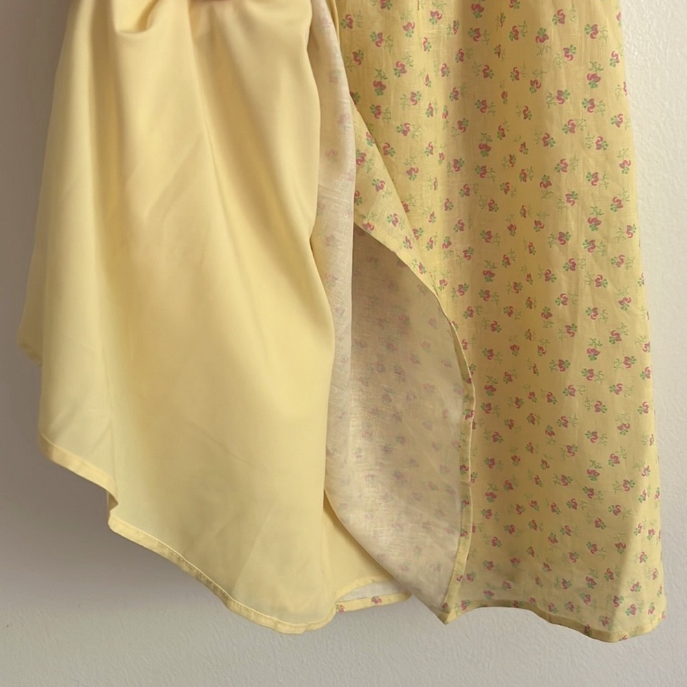 WAYF Sinclair Ditsy Floral Yellow Off The Shoulder Linen Mini Dress Tie Front - Picture 9 of 16